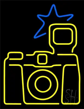 Yellow Camera Logo Neon Sign