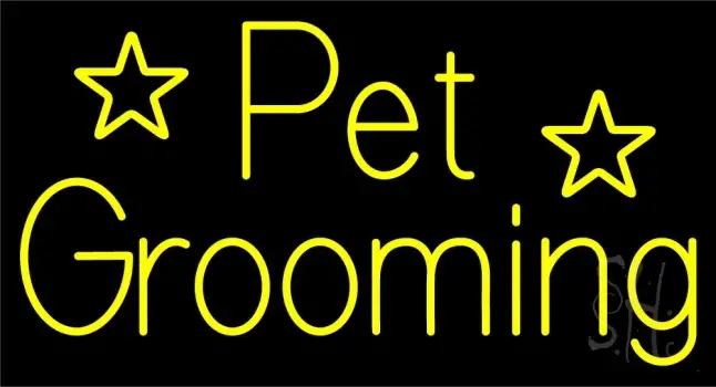 Yellow Pet Grooming Neon Sign