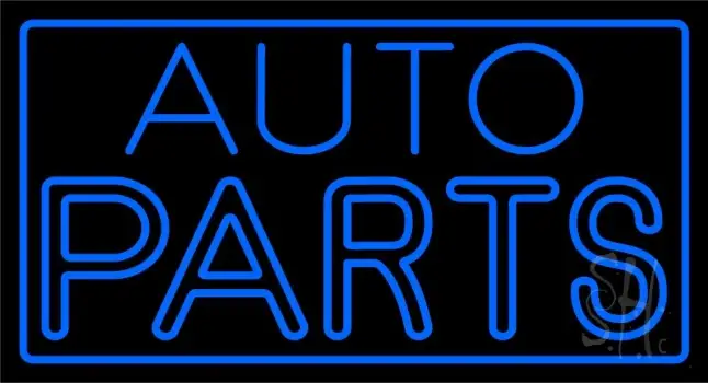 Blue Auto Parts Block Neon Sign