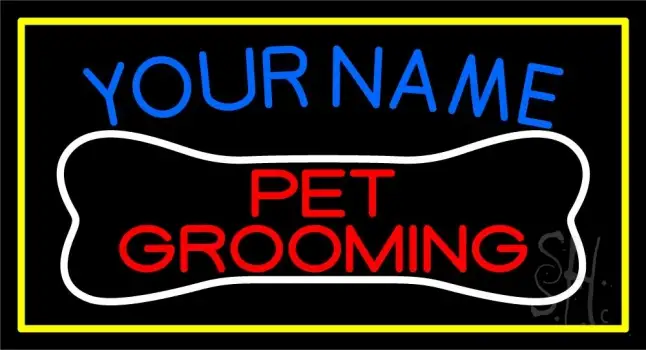 Custom Name Pet Grooming Block 1 Neon Sign