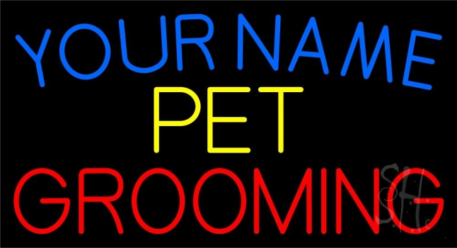 Custom Name Pet Grooming Block 2 Neon Sign