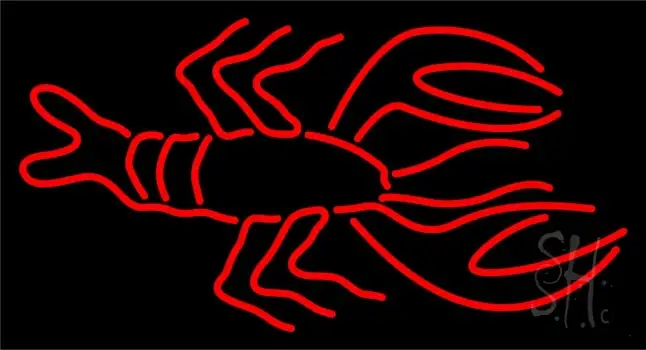Lobster Logo In Red Neon Sign