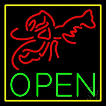 Red Lobster Open Yellow Border Neon Sign