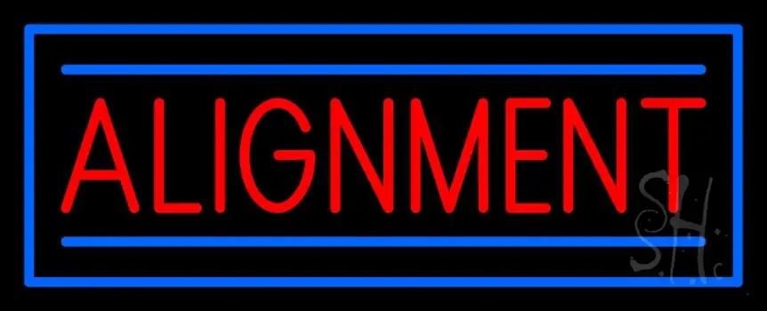 Red Alignment Blue Rectangle Neon Sign