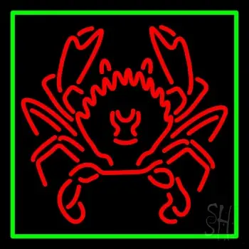 Crab Logo Green Border Neon Sign