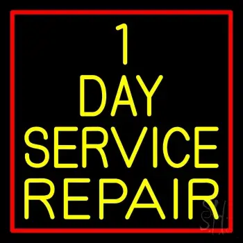 1 Day Service Repair Red Border Neon Sign