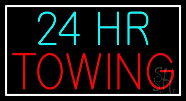 24 Hour Red Towing Neon Sign