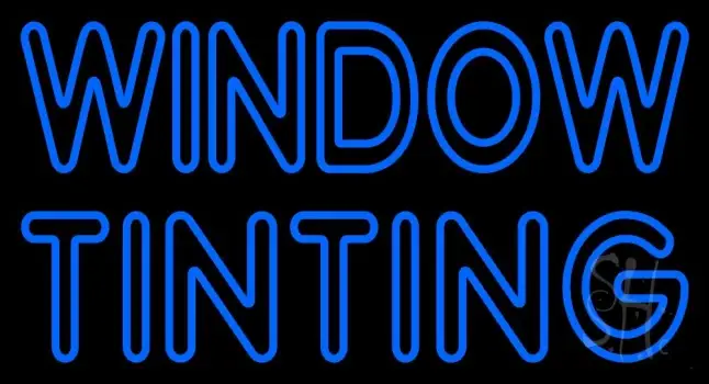 Blue Double Stroke Window Tinting Neon Sign