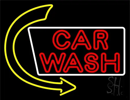 Double Stroke Car Wash With Arrow Neon Sign