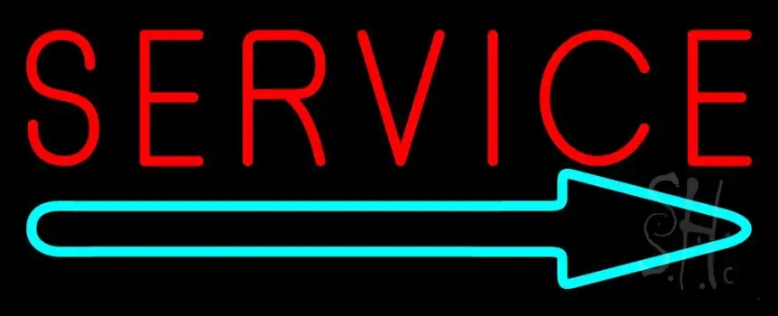Red Service With Right Arrow 1 Neon Sign