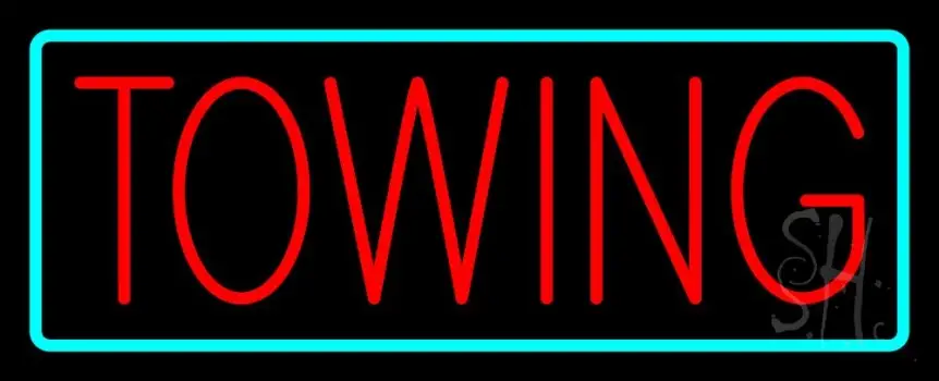 Towing Turquoise Border Neon Sign
