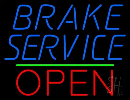 Blue Brake Service Open Neon Sign