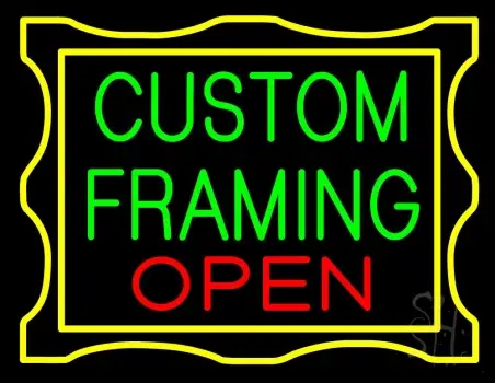 Custom Framing Open With Border Neon Sign