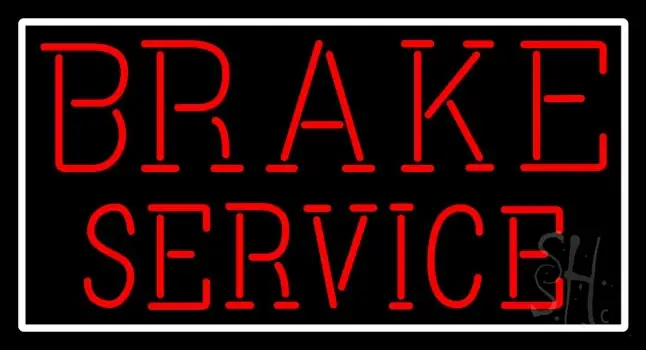 Red Brake Service With Border Neon Sign