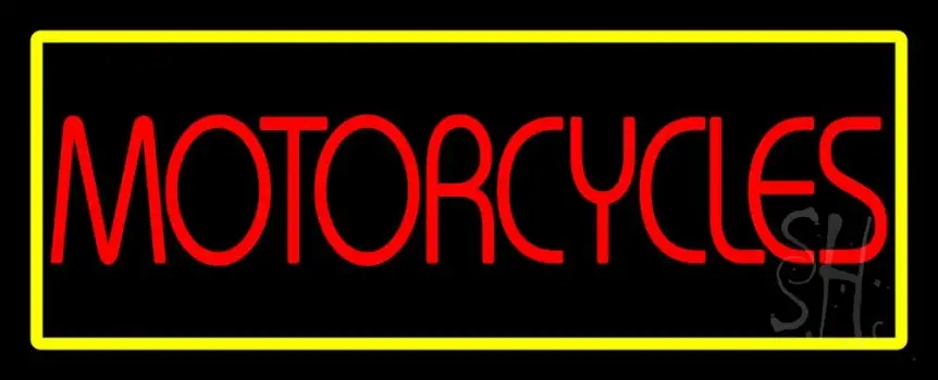 Red Motorcycles Yellow Border Neon Sign