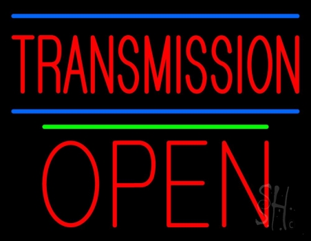 Red Transmission Open Block Open Green Line Neon Sign