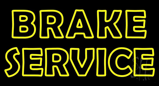 Yellow Double Stroke Brake Service Neon Sign
