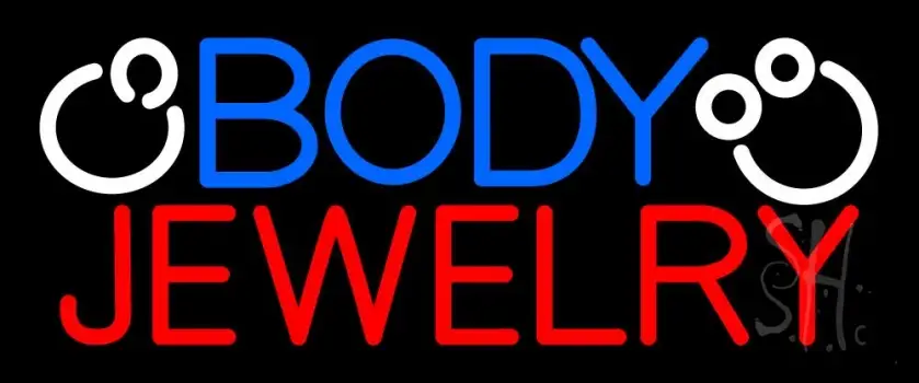 Blue And Red Body Jewelry Block Logo Neon Sign