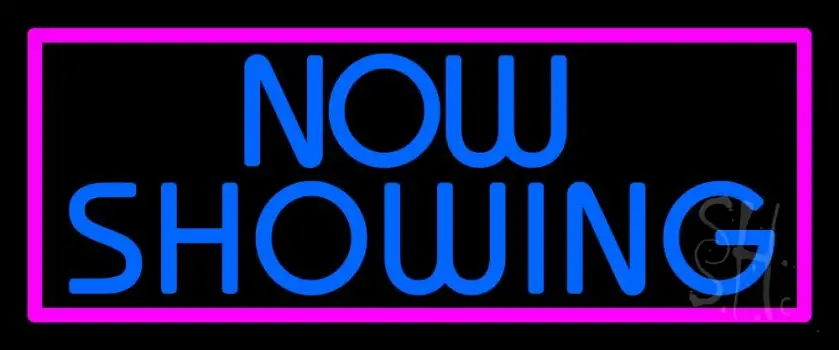 Blue Now Showing Neon Sign