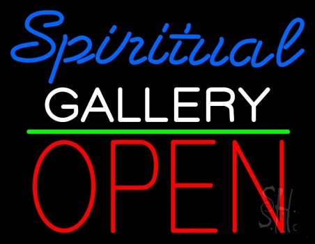 Blue Spritual White Gallery With Open 1 Neon Sign
