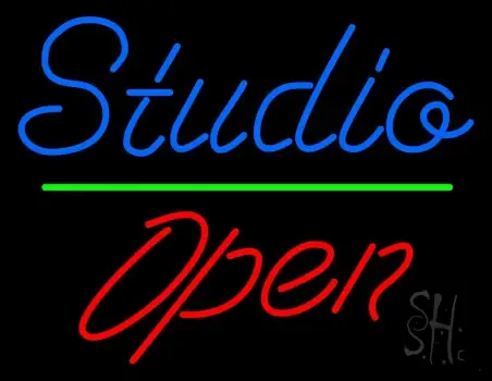 Blue Studio Red Open 2 Neon Sign