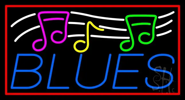 Blues With Musical Note 2 Neon Sign