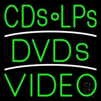 Green Cds Lps Dvds Video Neon Sign