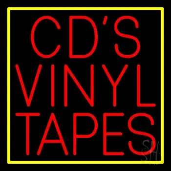 Cds Vinyl Tapes Block Neon Sign