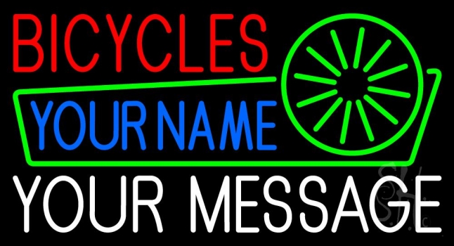 Custom Blue Name Red Bicycles 1 Neon Sign