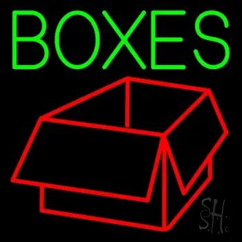 Green Boxes Logo Neon Sign