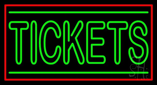 Green Double Stroke Tickets With Border Neon Sign