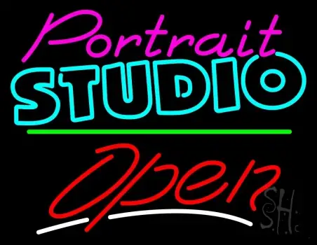 Portrait Studio Open 3 Neon Sign