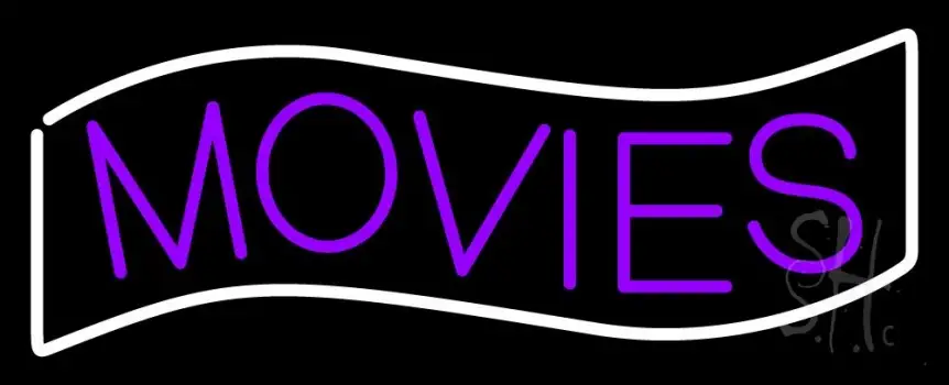 Purple Movies White Border Neon Sign
