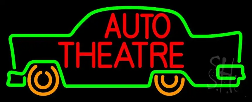 Red Auto Theatre Car Logo Neon Sign