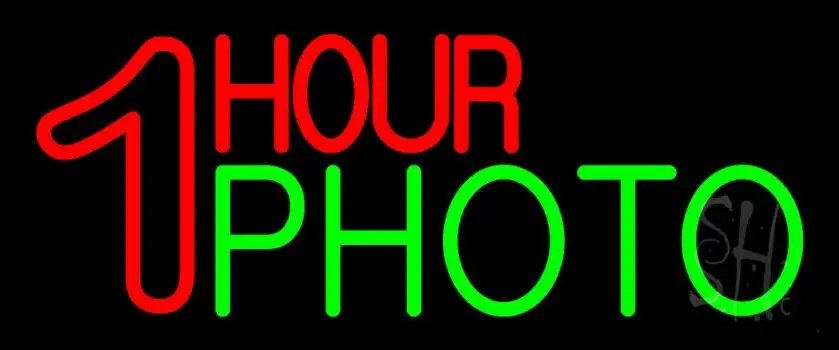 Red One Hour Photo Neon Sign