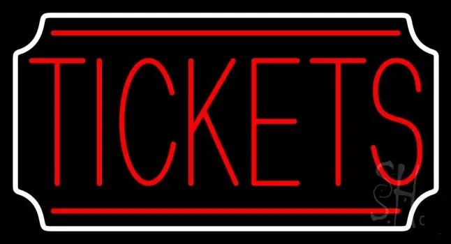 Red Tickets White Stylish Border Neon Sign