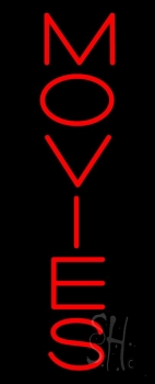 Vertical Red Movies Neon Sign