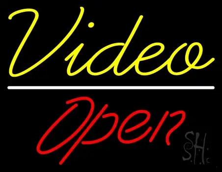 Yellow Video Open Neon Sign