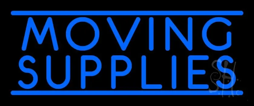 Blue Moving Supplies Double Line Neon Sign
