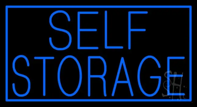 Blue Self Storage With Border Neon Sign