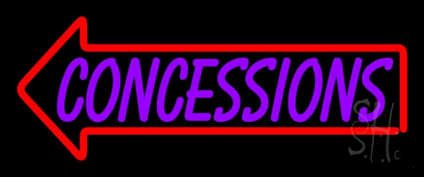 Concessions With Red Arrow Neon Sign