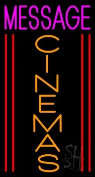 Custom Vertical Orange Cinemas Neon Sign
