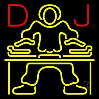 Red Dj Disc Jockey Music Neon Sign