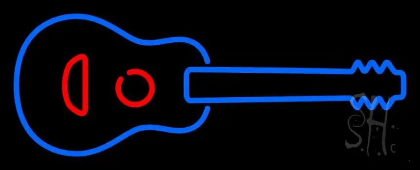 Guitar Logo Blue Neon Sign