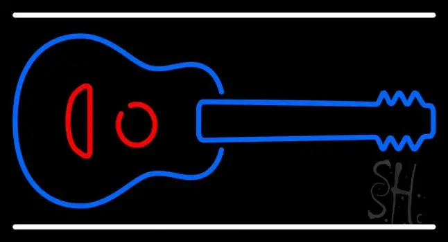 Guitar Logo With White Line Neon Sign