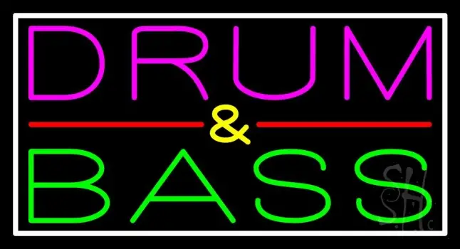Pink Drum And Green Bass With Border Neon Sign