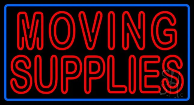 Red Double Stroke Moving Supplies Neon Sign