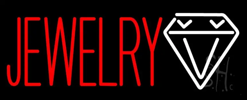 Red Jewlery Block Diamond Logo Neon Sign