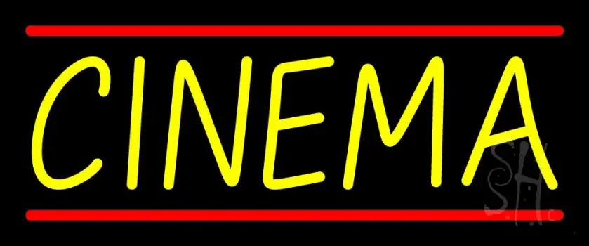 Yellow Cinema Red Line Neon Sign