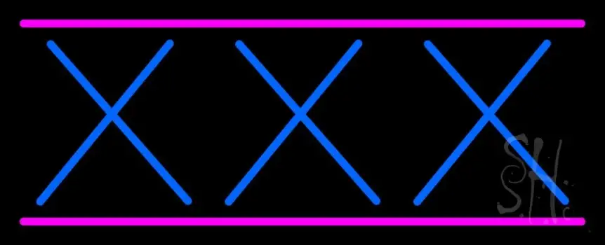 Blue Xxx Pink Lines Neon Sign